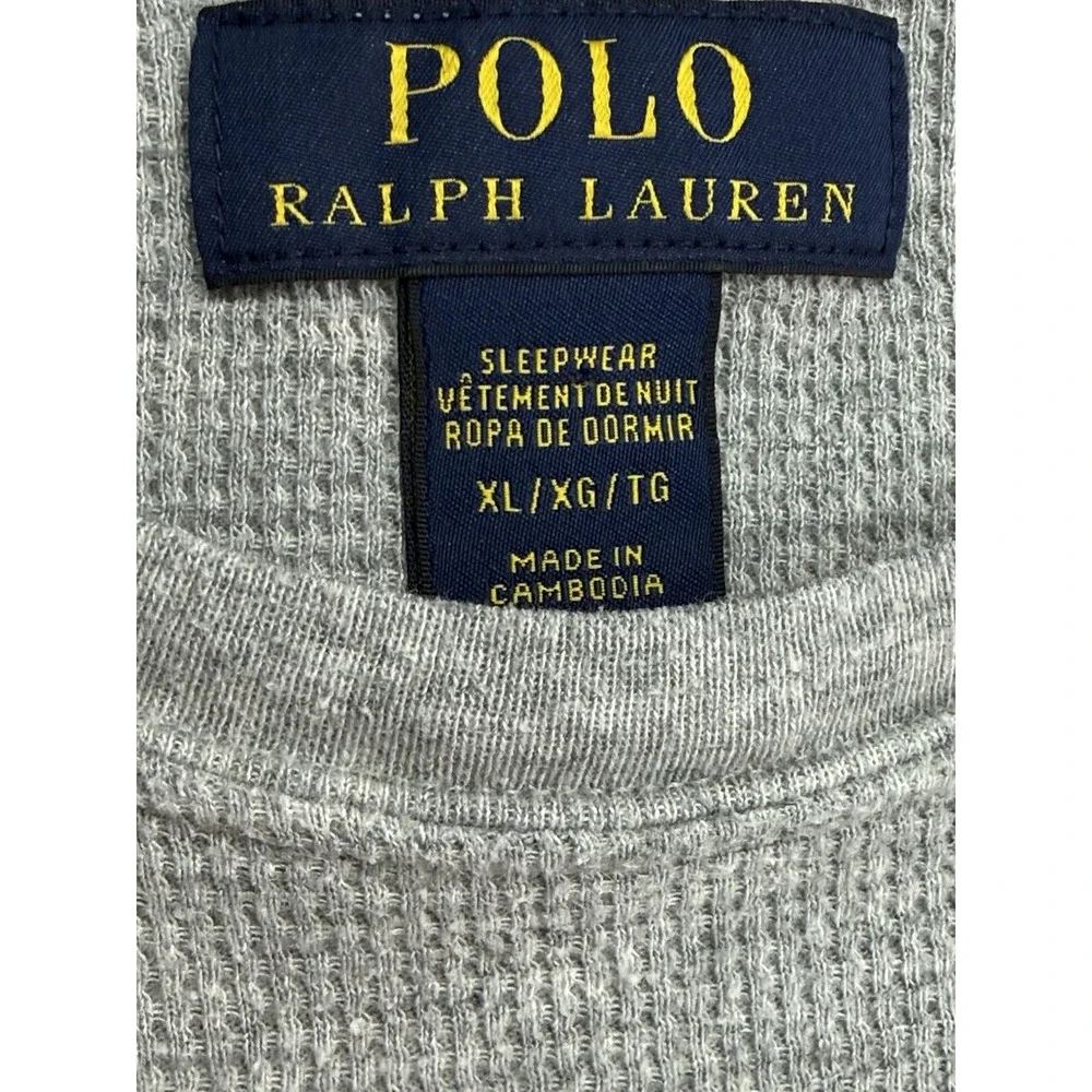 Polo Ralph Lauren Men's 2 Piece Sleepwear Set XL Black Pants w/ Gray Waffle Top